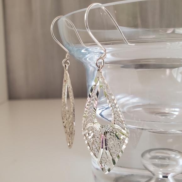 925 Turkey Sterling Filigree Kite Drops w/Diamond-Cut Accents - Picture 4 of 7